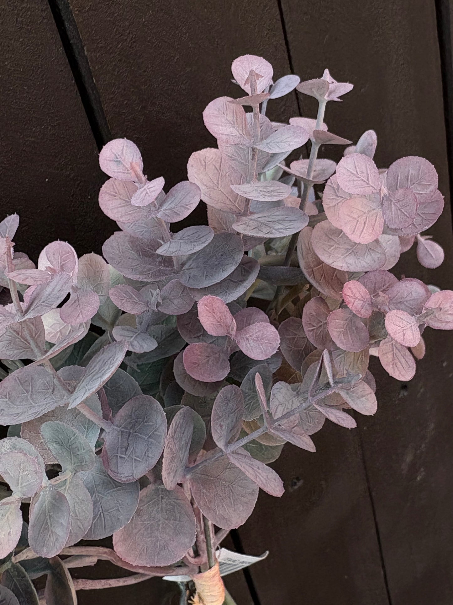 36cm PLASTIC EUCALPYTUS BUNDLE GREEN/PURPLE