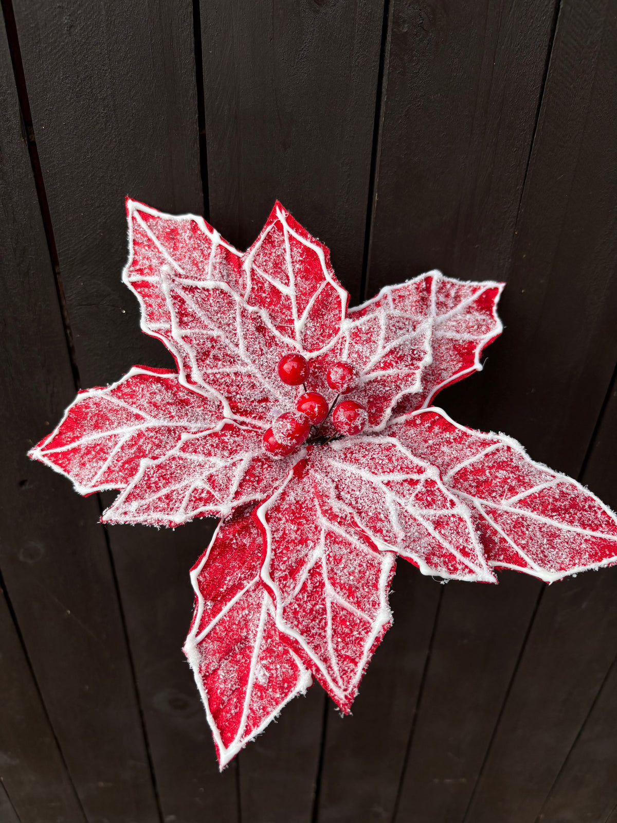 27cm FROSTED GINGERBREAD POINSETTIA RED