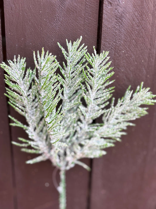 22cm GLITTERED SPRUCE PICK GREEN
