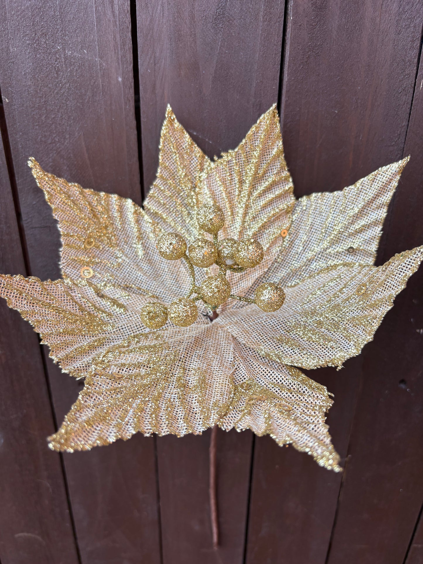 25cm SINGLE HESSIAN POINSETTIA NATURAL