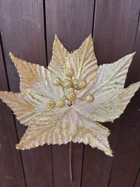 25cm SINGLE HESSIAN POINSETTIA NATURAL
