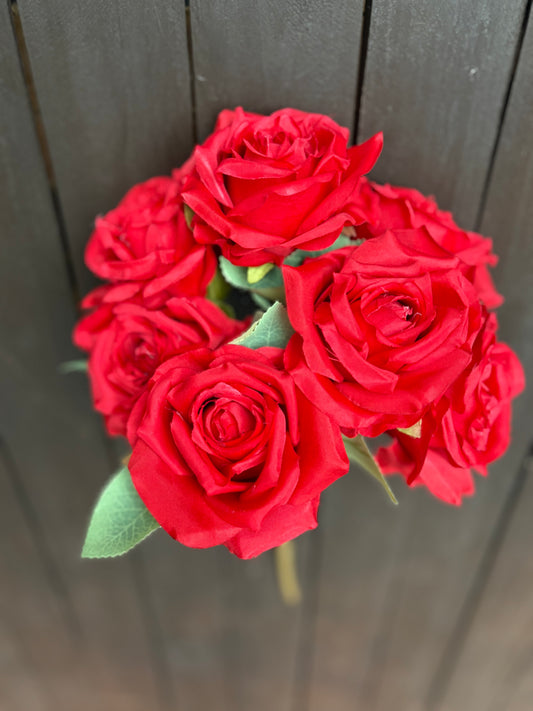 43cm 7 HEAD ROSE BUSH RED