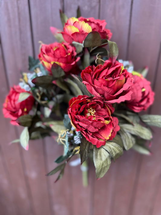 48cm AUTUMN PEONY BUSH RED