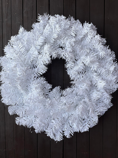 60cm DOUBLE RING WHITE WREATH