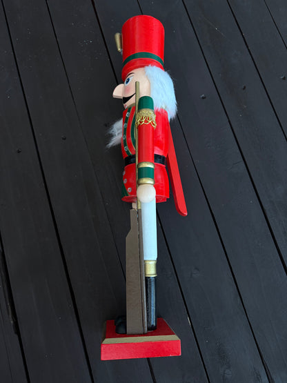 40cm WOODEN NUTCRACKER FIGURE WHITE/RED