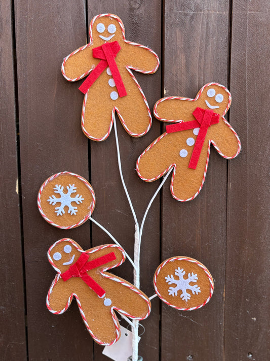 61cm TRIPLE GINGERBREAD MAN STEM