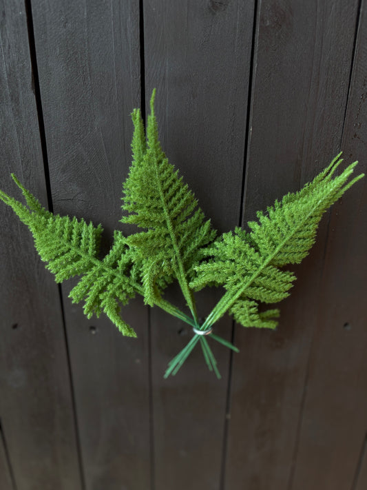 PACK 12 17cm FLOCKED ASPARAGUS FERN LEAF