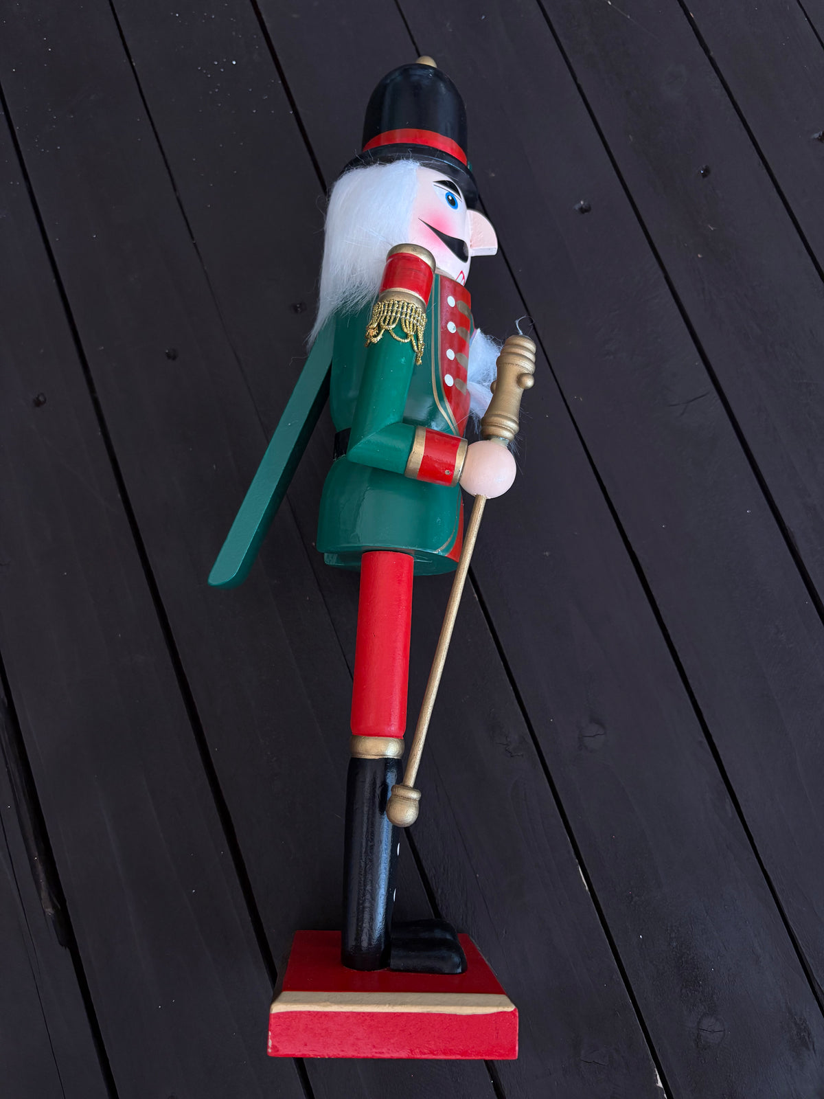 40cm WOODEN NUTCRACKER FIGURE RED/GREEN