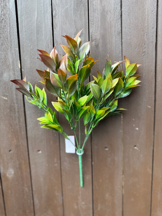 33cm PLASTIC RUSCUS BUSH RED/GREEN