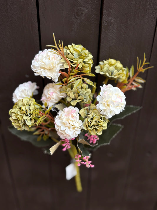 MINI POM POM BUNCH GREEN/IVORY MIX