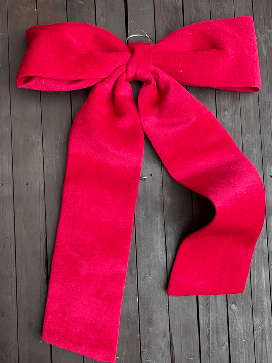 LARGE HANGING VELVET BOW BURGUNDY