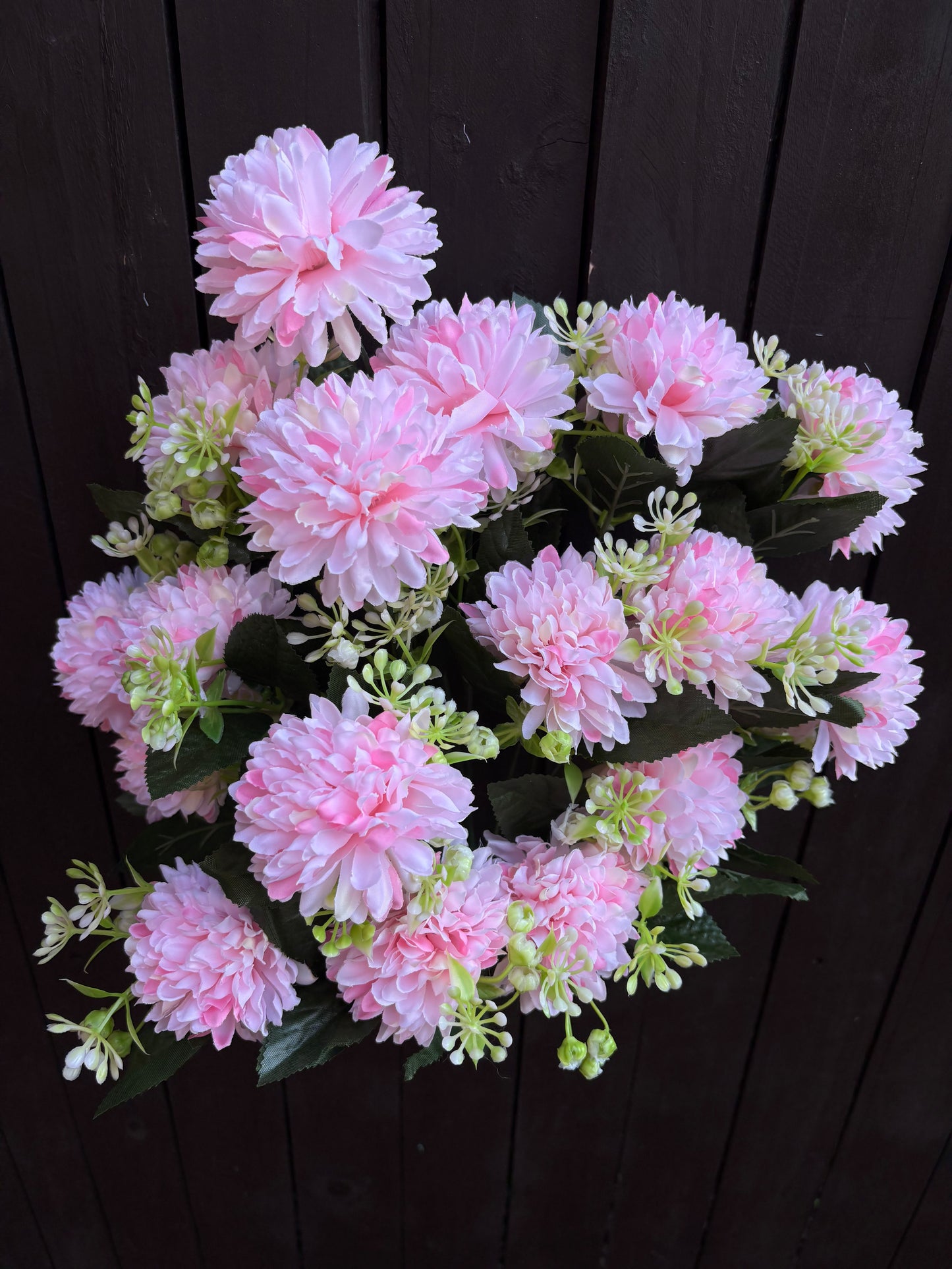 53cm 18 HEAD POM POM CHRYSANTHEMUM BUNCH BABY PINK