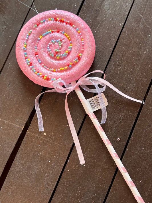 35cm GLITTER SPIRAL LOLLIPOP HOT PINK