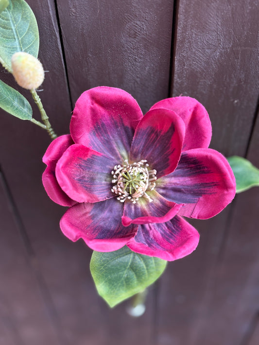 46cm SINGLE MAGNOLIA BURGUNDY