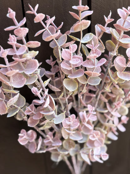 39cm FROSTED EUCALYPTUS SPRAY PINK/GREEN