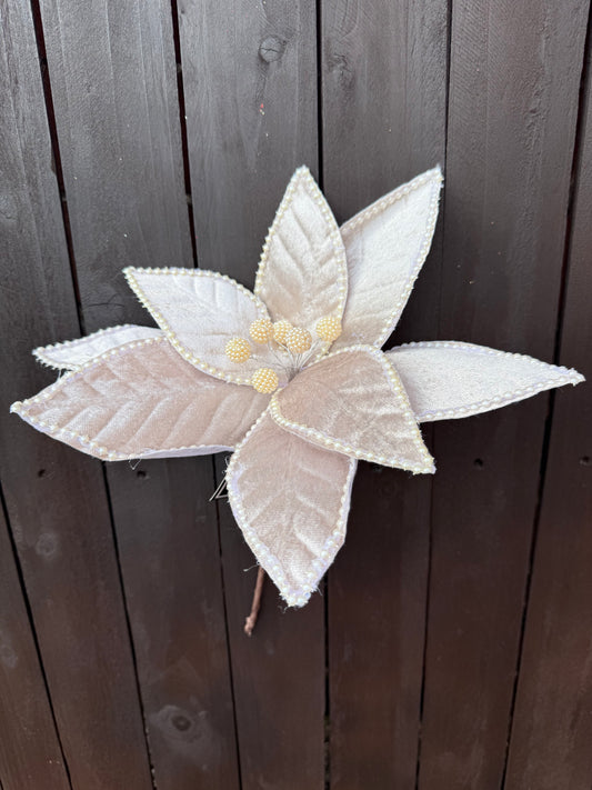 35cm PEARL POINSETTIA STEM