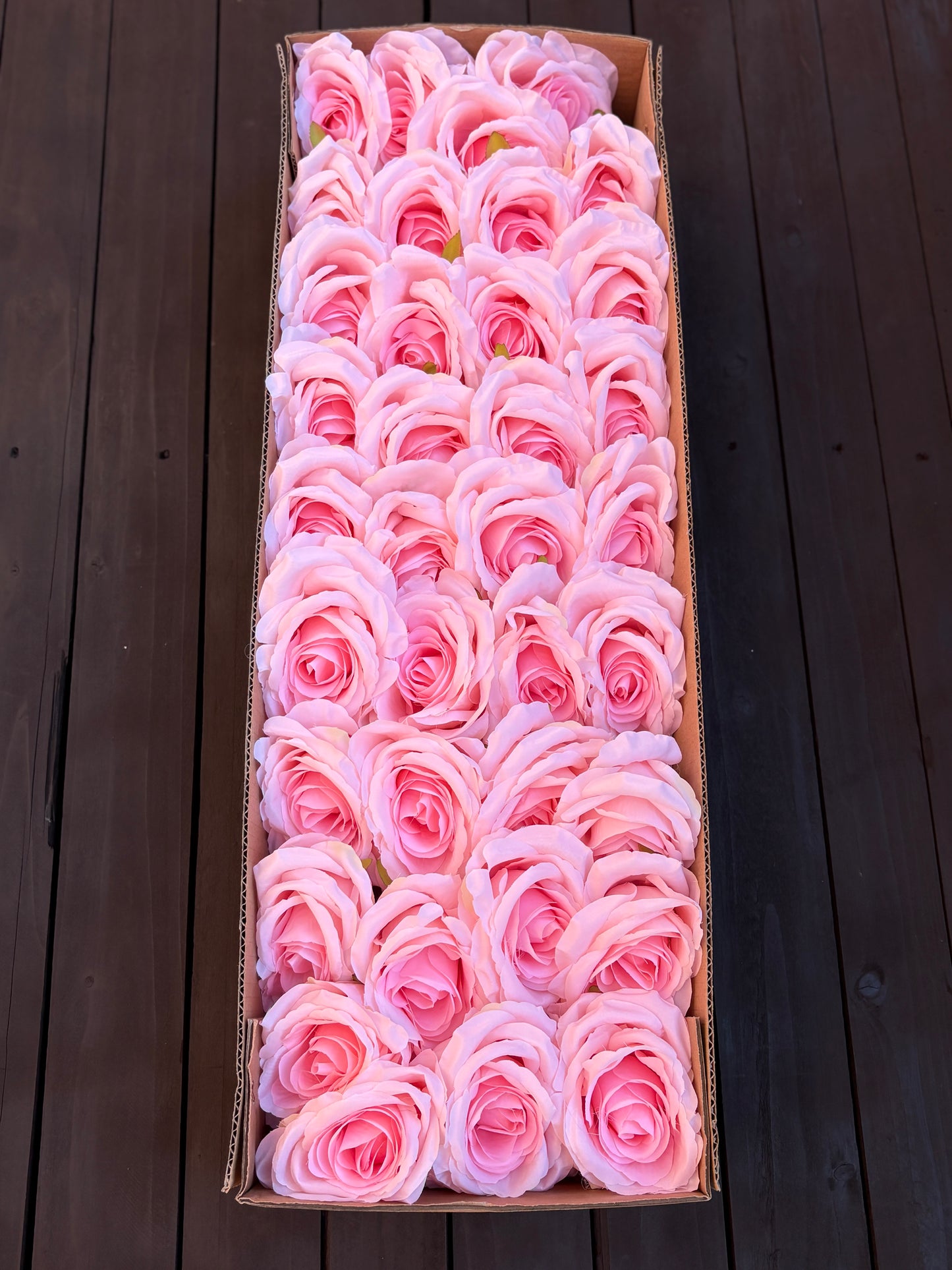 FULL BOX 9cm SINGLE ROSE FLOWER HEAD LIGHT PINK x36pcs