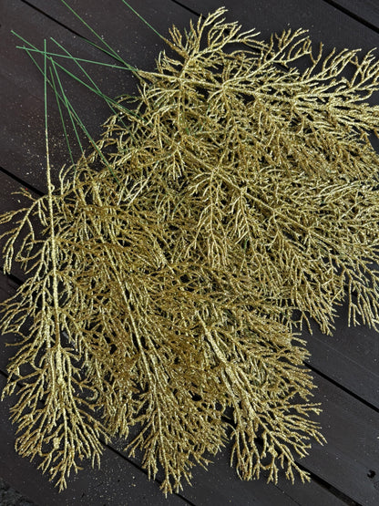 36cm GLITTERED LEAF SPRAY GOLD x 12pcs