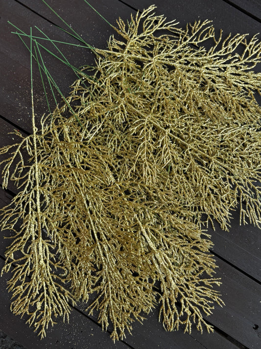 36cm GLITTERED LEAF SPRAY GOLD x 12pcs