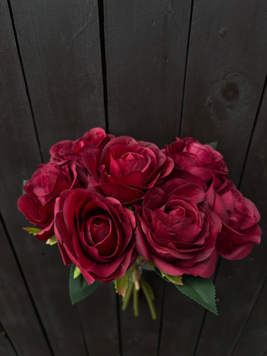31cm OPEN ROSE BURGUNDY