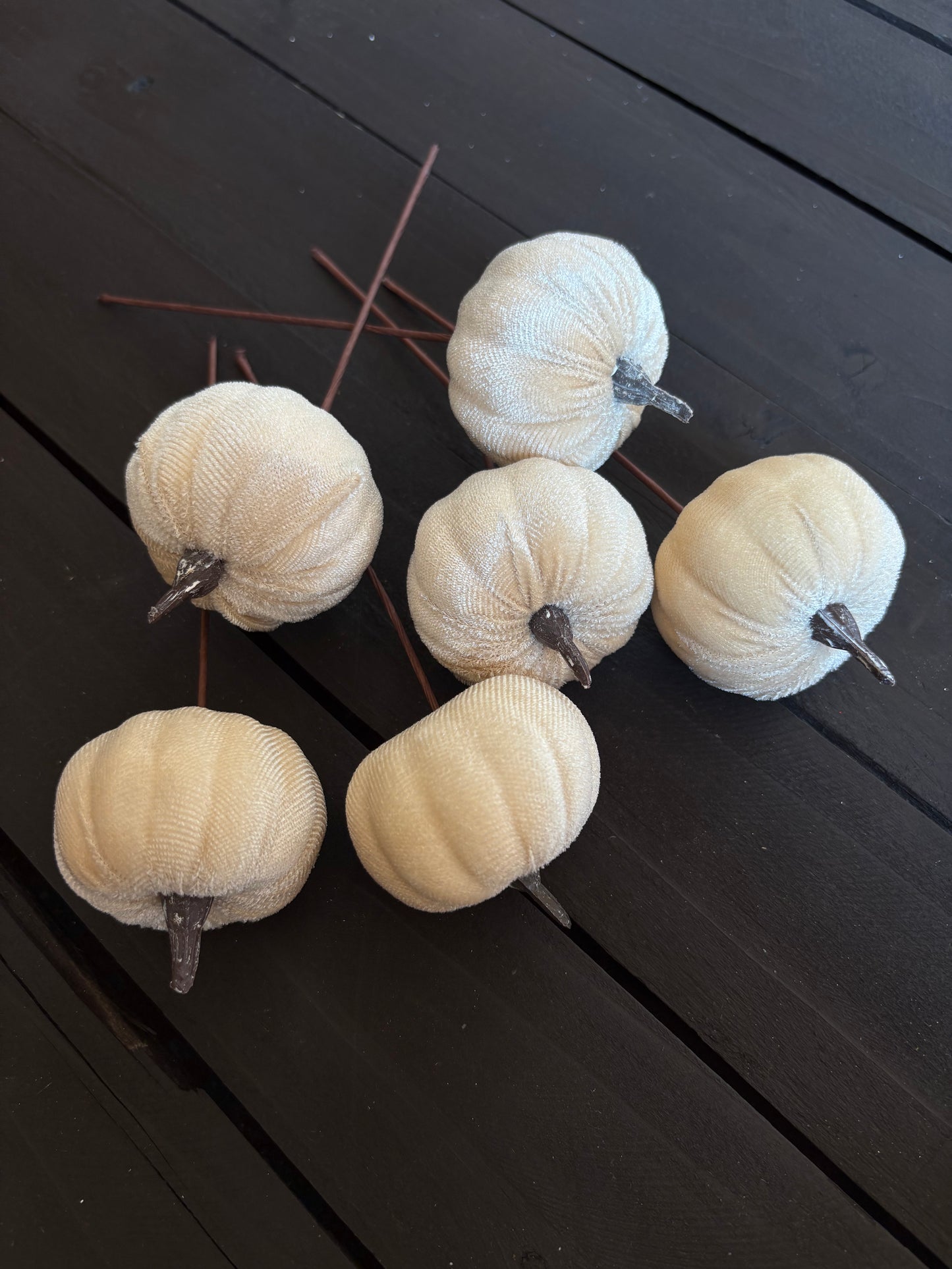 PACK 6 16cm PUMPKIN PICKS CREAM