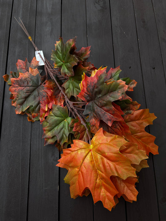 66cm MAPLE LEAF SPRAY GREEN/BROWN/ORANGE x 6pcs