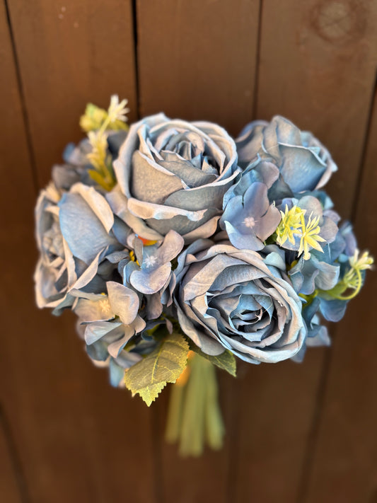 35cm ROSE & HYDRANGEA DARK BLUE