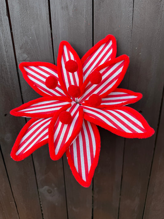 26cm CANDY STRIPE POINSETTIA PICK