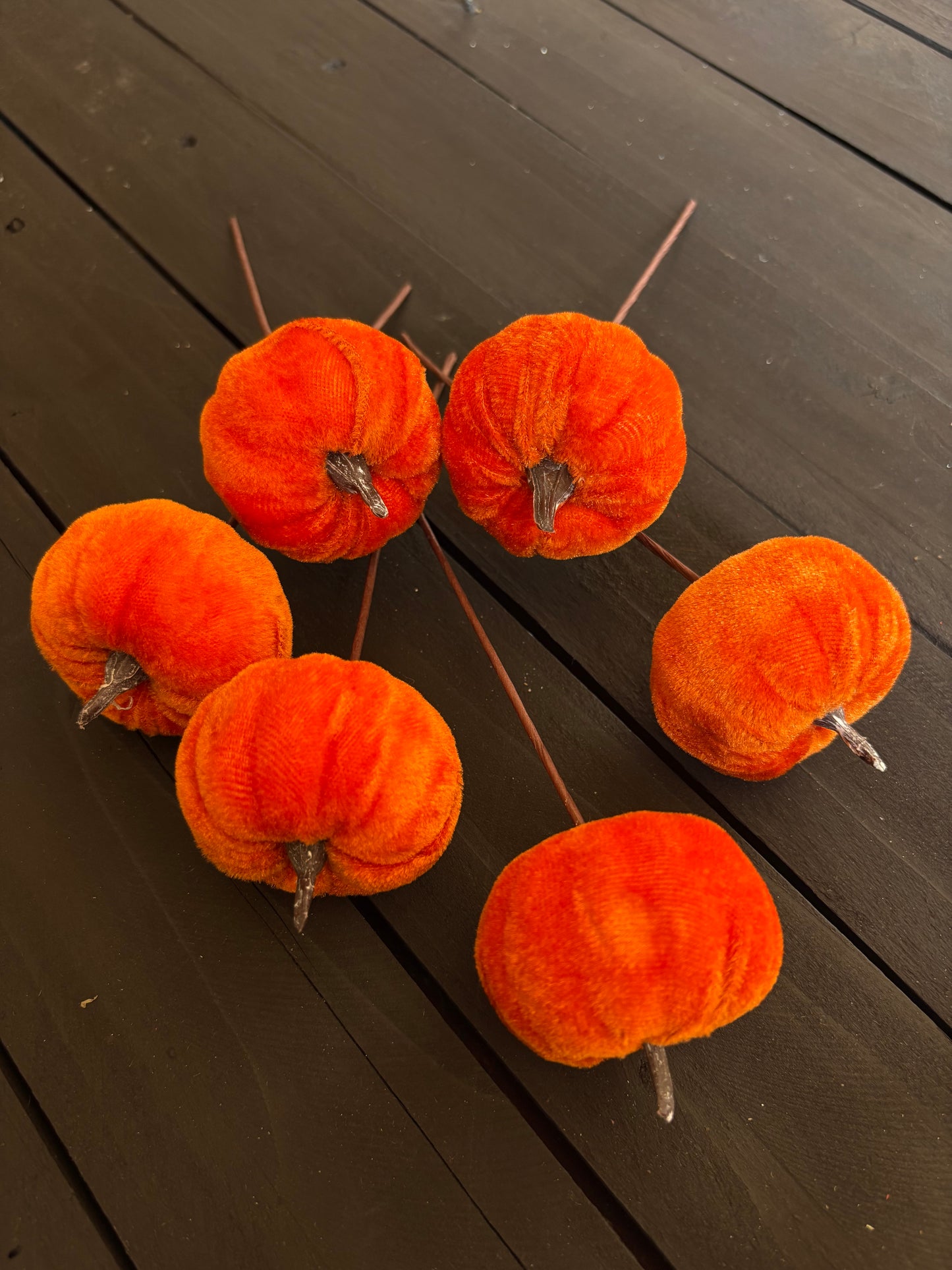 PACK 6 16cm PUMPKIN PICKS BURNT ORANGE