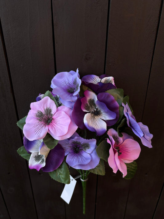 36cm MIXED PANSY BUSH PINK/LILAC/PURPLE