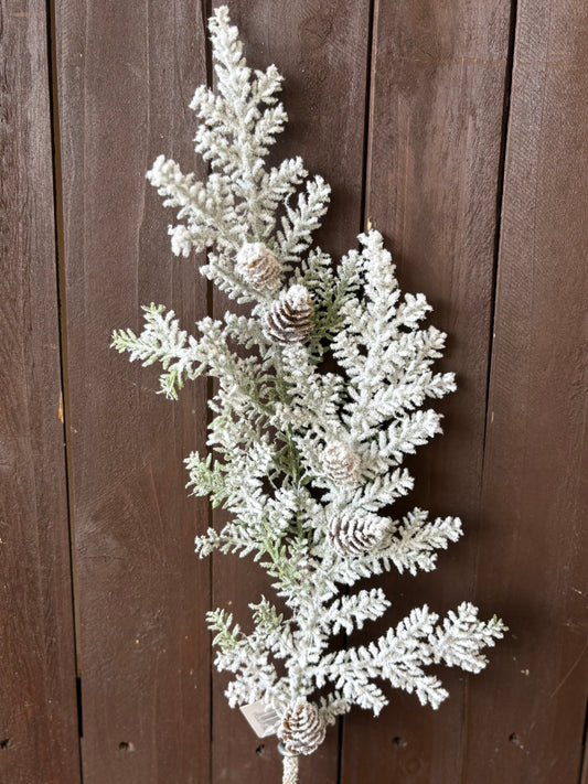 65cm SNOWY WHITE PINE & CONE STEM