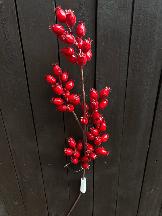 69cm SEASONAL ROSEHIP BRANCH