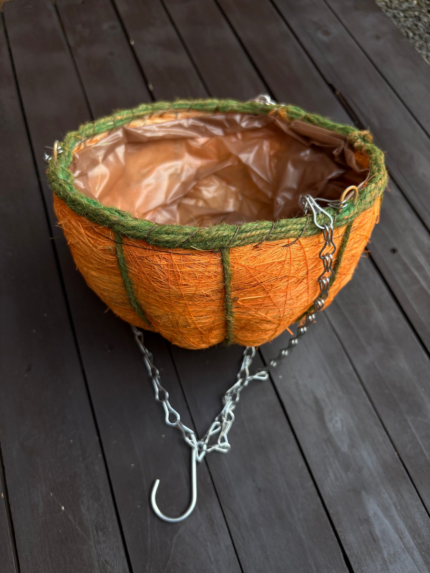 23cm SISAL PUMPKIN HANGING BASKET