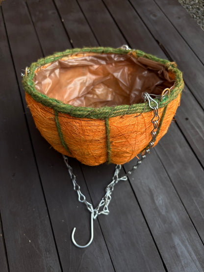 23cm SISAL PUMPKIN HANGING BASKET