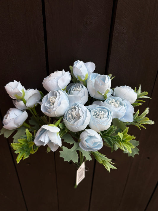 28cm BABY RANUNCULUS BUSH BLUE