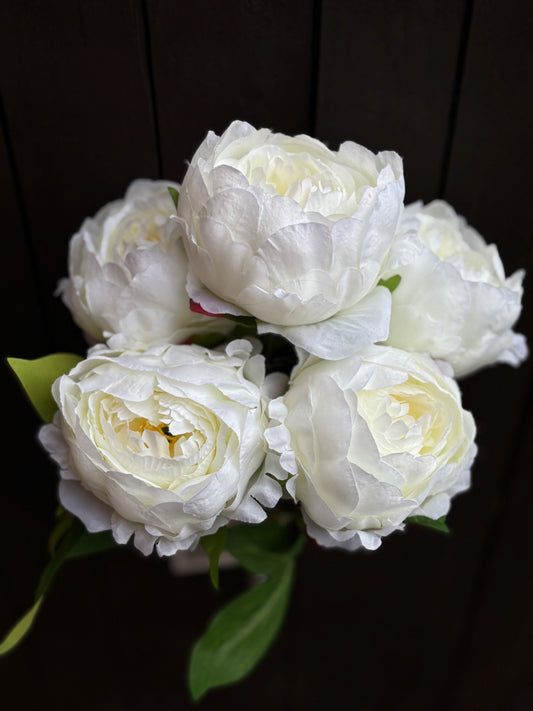 46cm LARGE PEONY BUSH IVORY