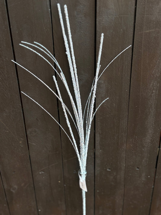 66cm GLITTERED GRASS SPRAY SILVER