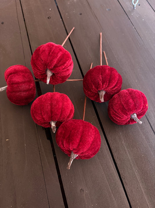 PACK 6 16cm PUMPKIN PICKS BURGUNDY