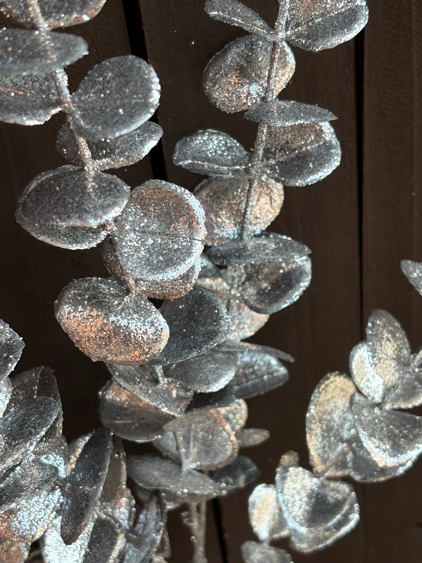 86cm GLITTER EUCALYPTUS SPRAY SILVER