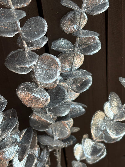 86cm GLITTER EUCALYPTUS SPRAY SILVER
