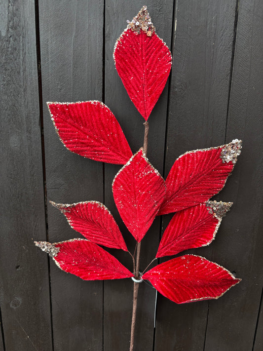 62cm VELVET FOLIAGE RED
