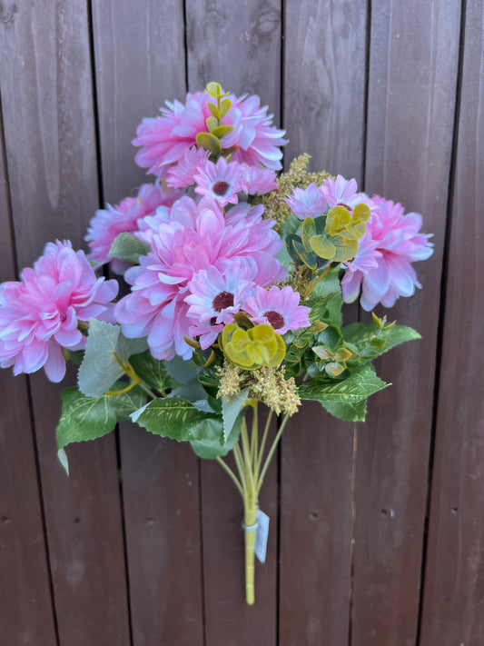 45cm DAHLIA & MINI DAISY BUSH PINK