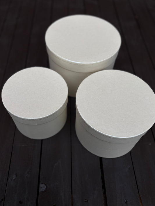 SET OF 3 14cm ROUND HAT BOXES IVORY