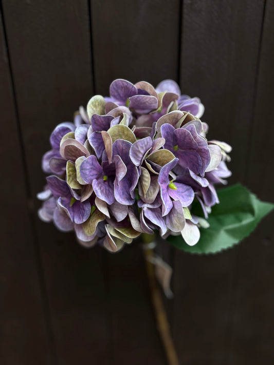 45cm REAL LOOK HYDRANGEA PURPLE/GREEN