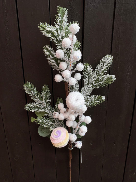 70cm SNOWBALL PASTEL SPRUCE BRANCH