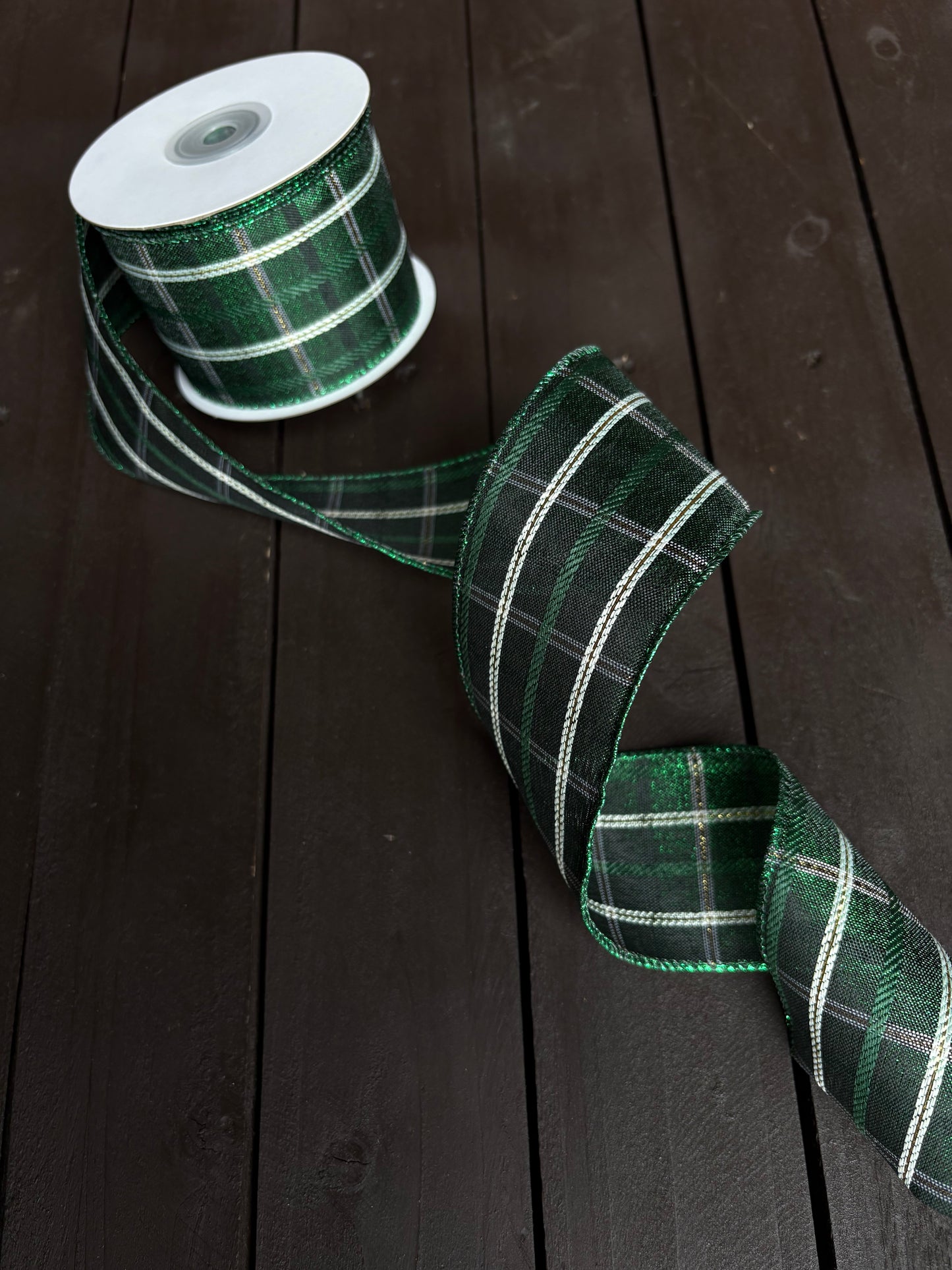 WIRED TARTAN RIBBON GREEN