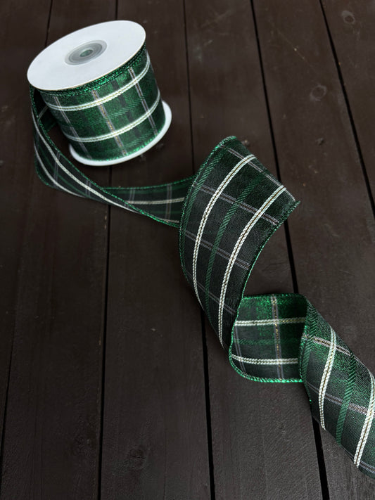 WIRED TARTAN RIBBON GREEN