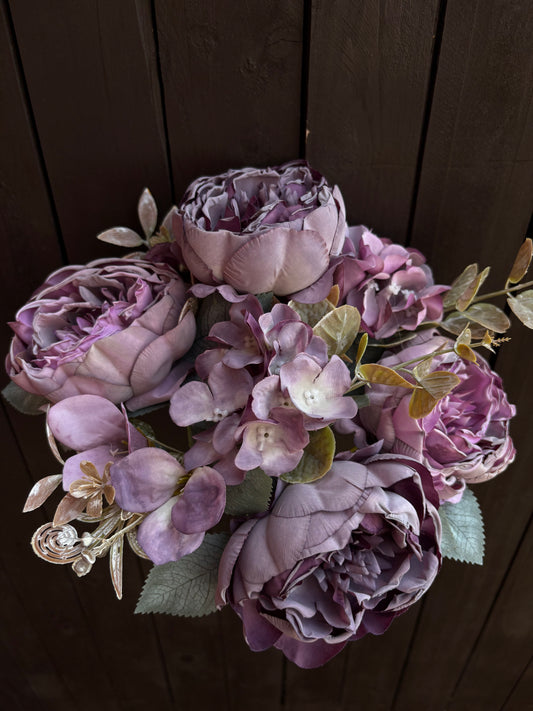 44cm CRUNCH PEONY HYDRANGEA & ALSTRO BUSH PURPLE