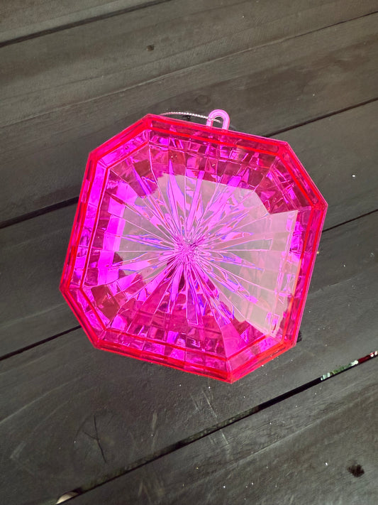 SQUARE JEWEL 4.5" X 4.75" X 2" HOT PINK