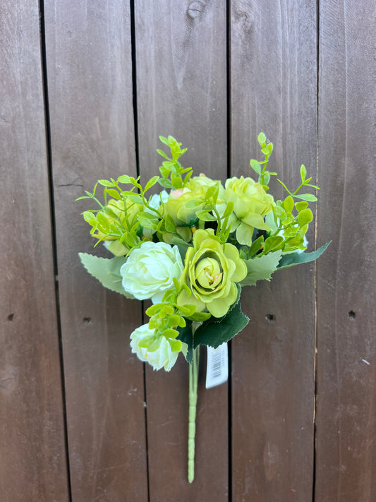 SMALL 9 HEAD ROSE GREEN & IVORY